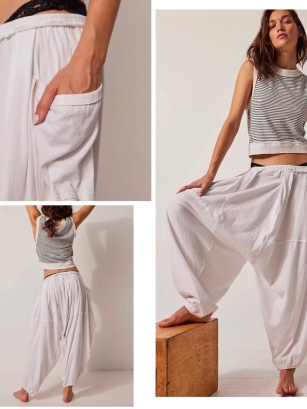 Free People ~Summer Slumbers Harem Pants ~ White ~ L